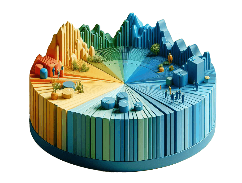 3D visual pie chart process